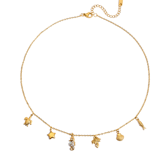 Collar dorado modelo Mar de Auredune, detalle del acabado