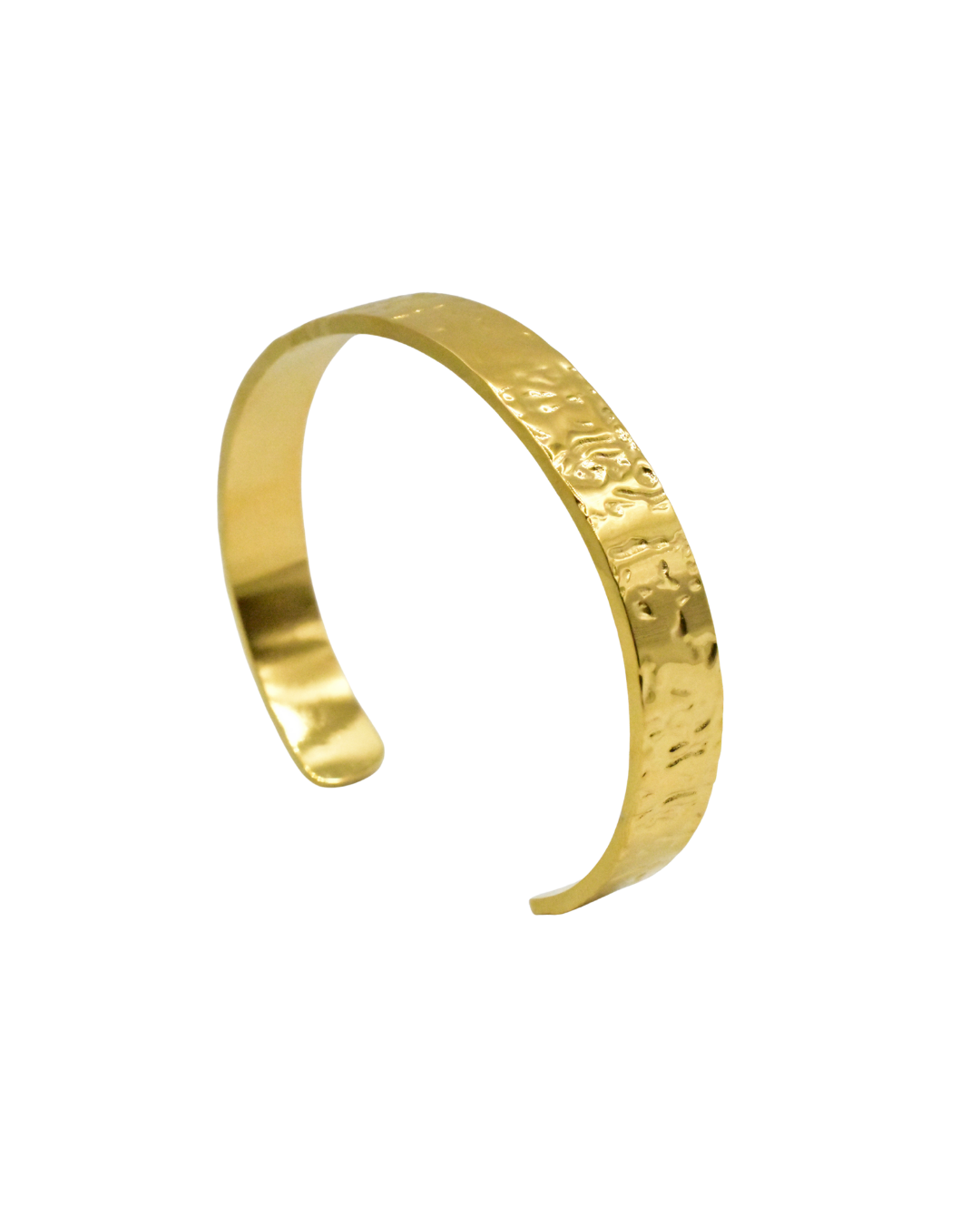 Brazalete dorado texturizado modelo Luz de Auredune, vista de perfil