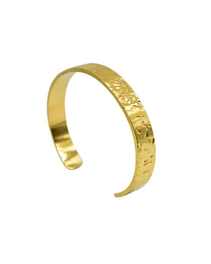 Brazalete dorado texturizado modelo Luz de Auredune, vista de perfil