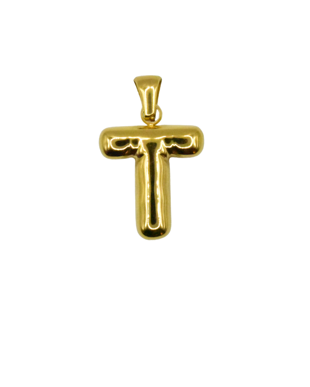 Charm inicial en forma de letra dorada, colección Letras de Auredune, vista lateral
