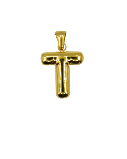 Charm inicial en forma de letra dorada, colección Letras de Auredune, vista lateral