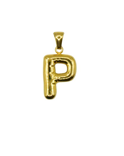 Charm inicial en forma de letra dorada, colección Letras de Auredune, vista de perfil