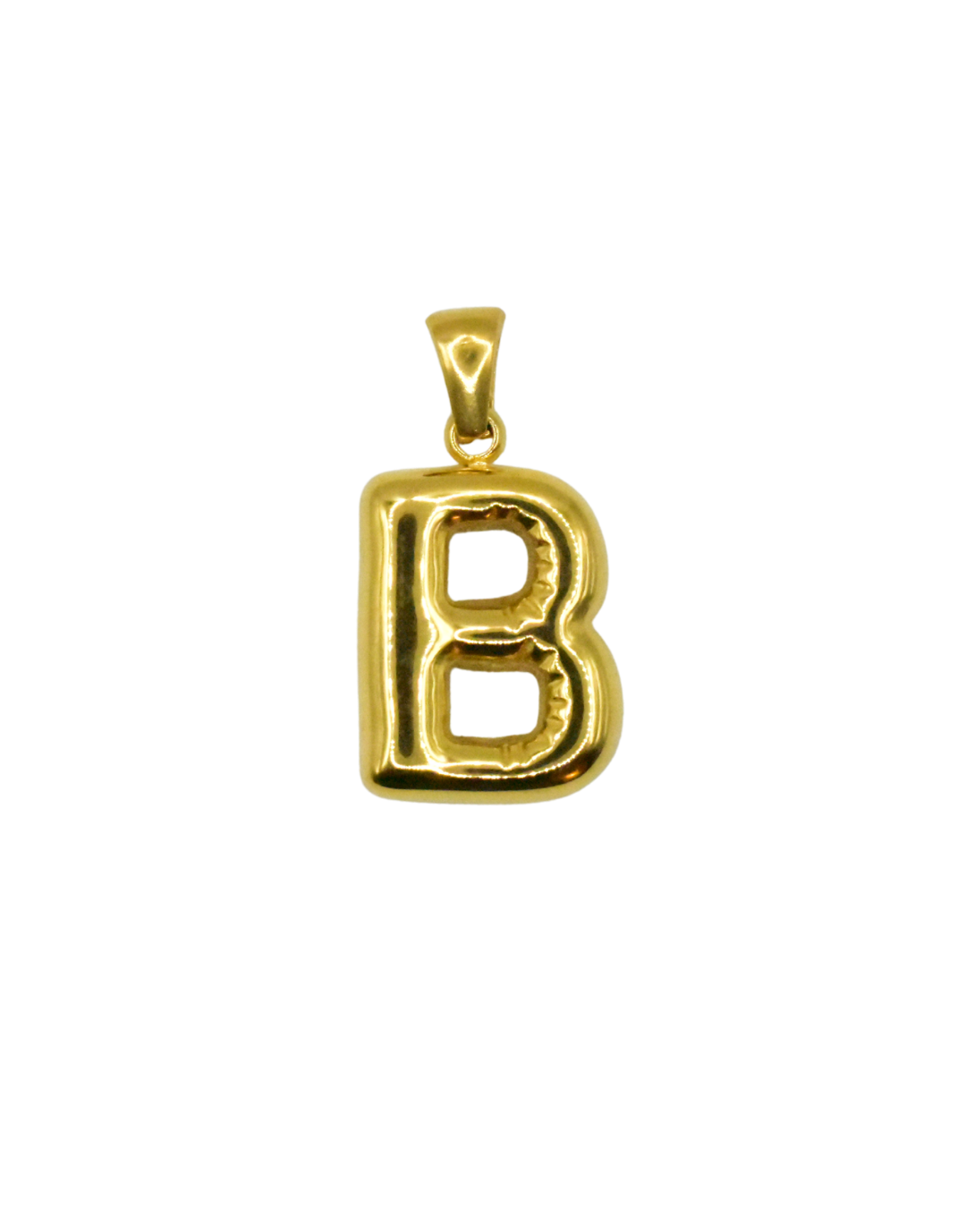 Charm inicial en forma de letra dorada, colección Letras de Auredune, vista de perfil